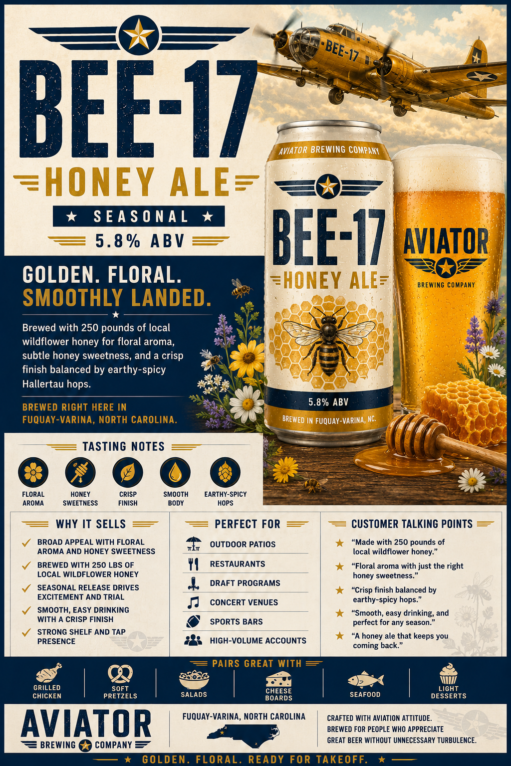 Bee-17 Honey Ale beer artwork