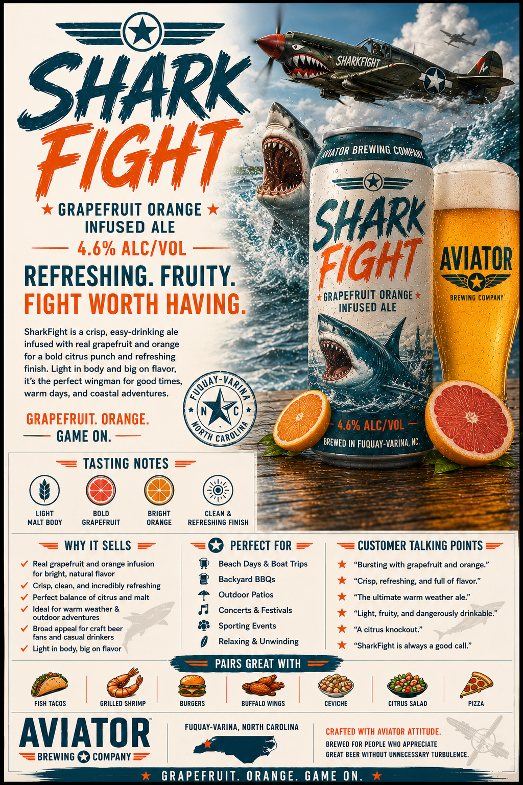 SharkFight Orange & Grapefruit Ale beer artwork